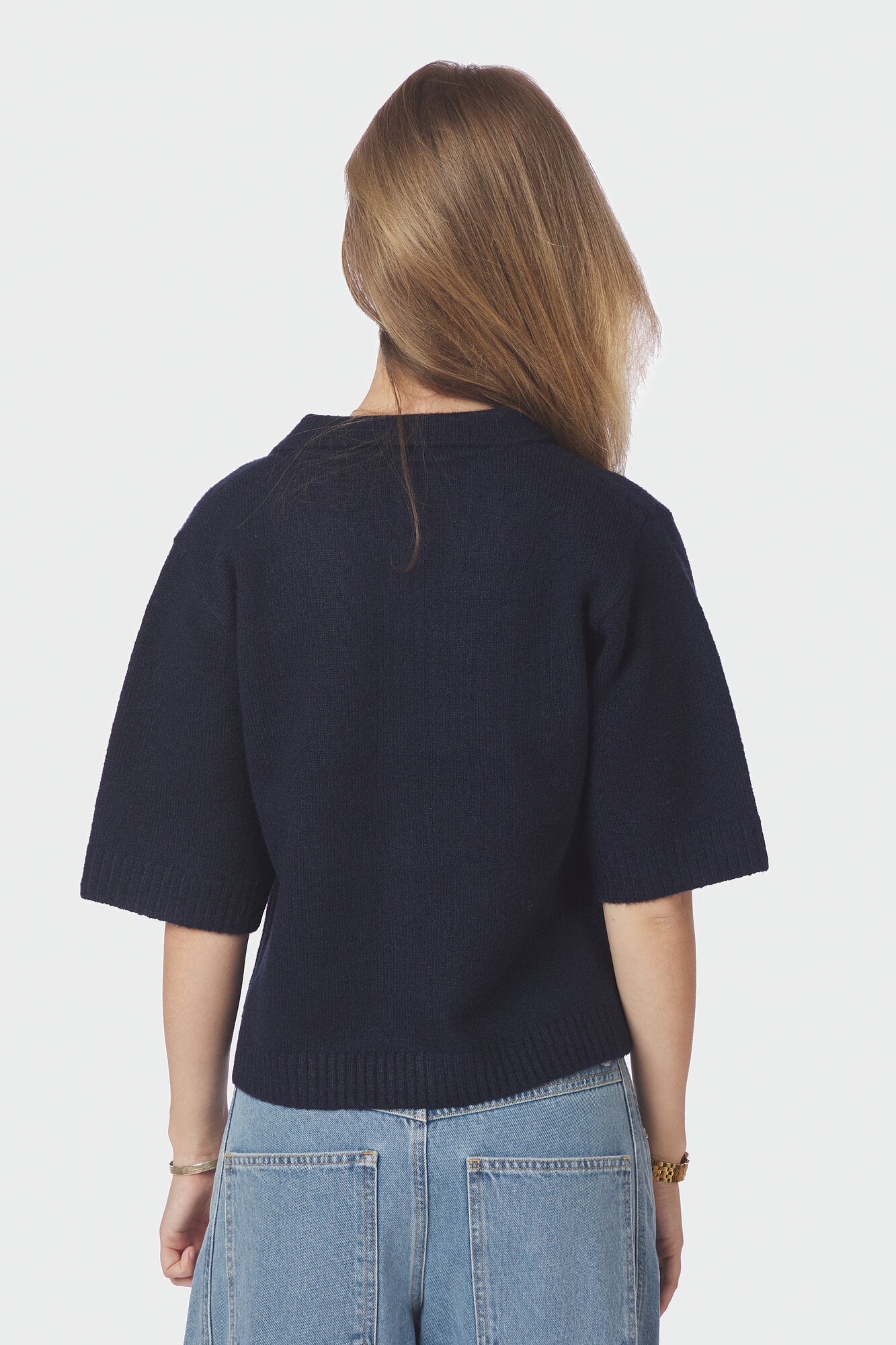 Cunna strikket polotrøje - Navy
